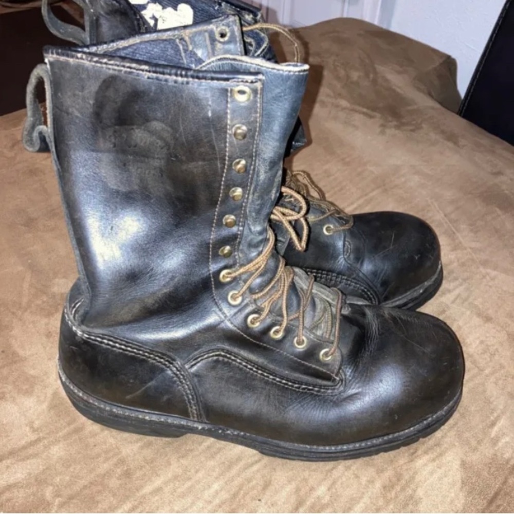 RARE🔥 Hoffman's Sympatex Steel Toe Tall Logger Boots 10.5 E Men's Brown Leather